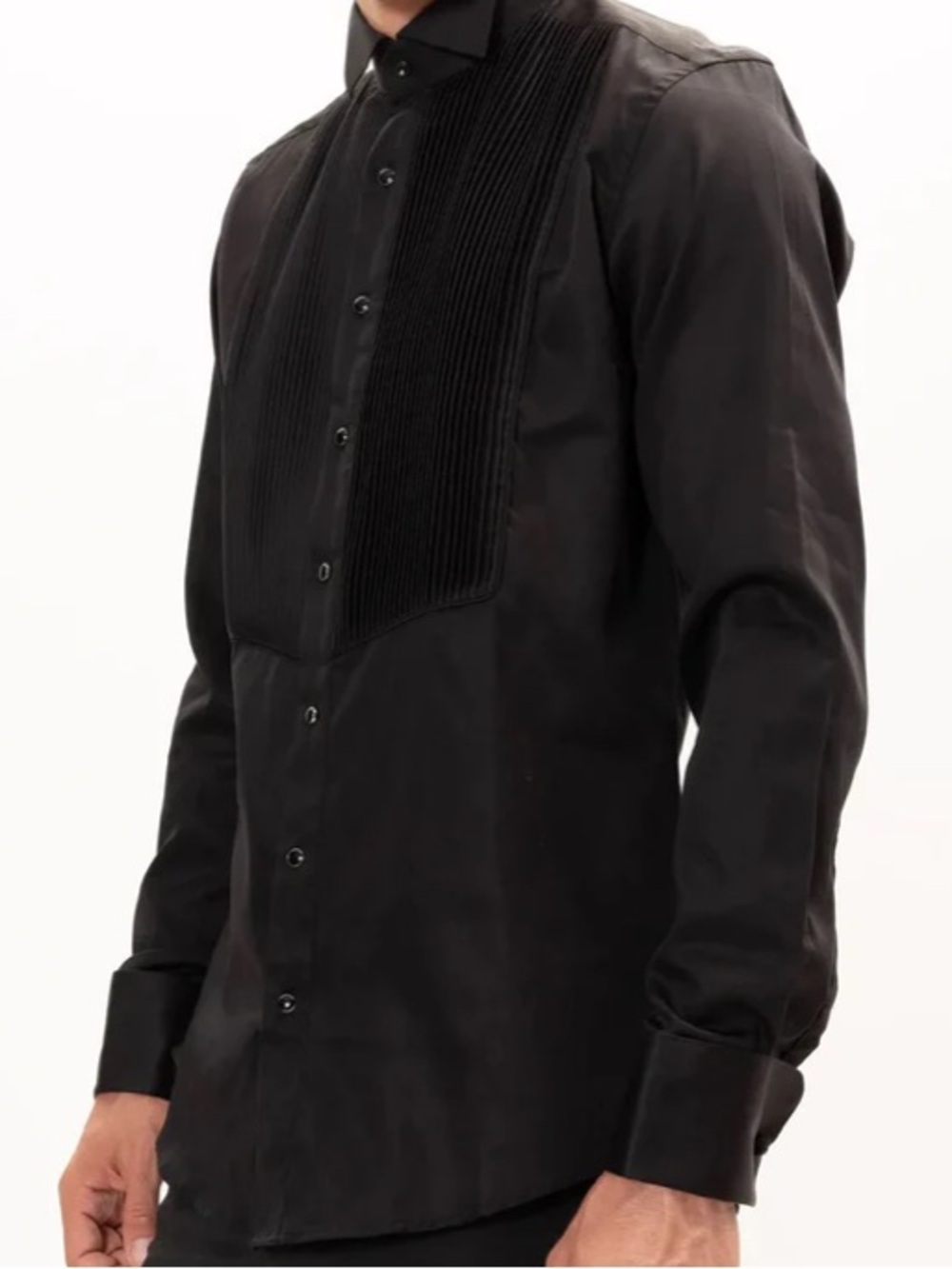 Black Men's Formal Tuxedo Shirt with wingtip collar - NWT, size S/M slim